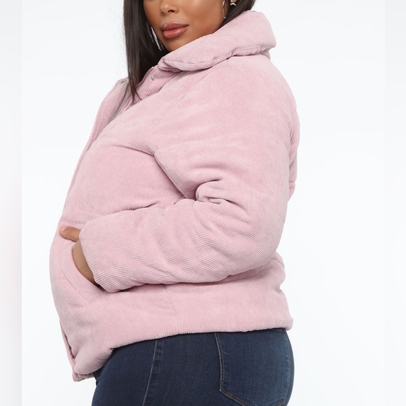 FASHION NOVA Corduroy Puffer Jacket Pink - Picture 4 of 13